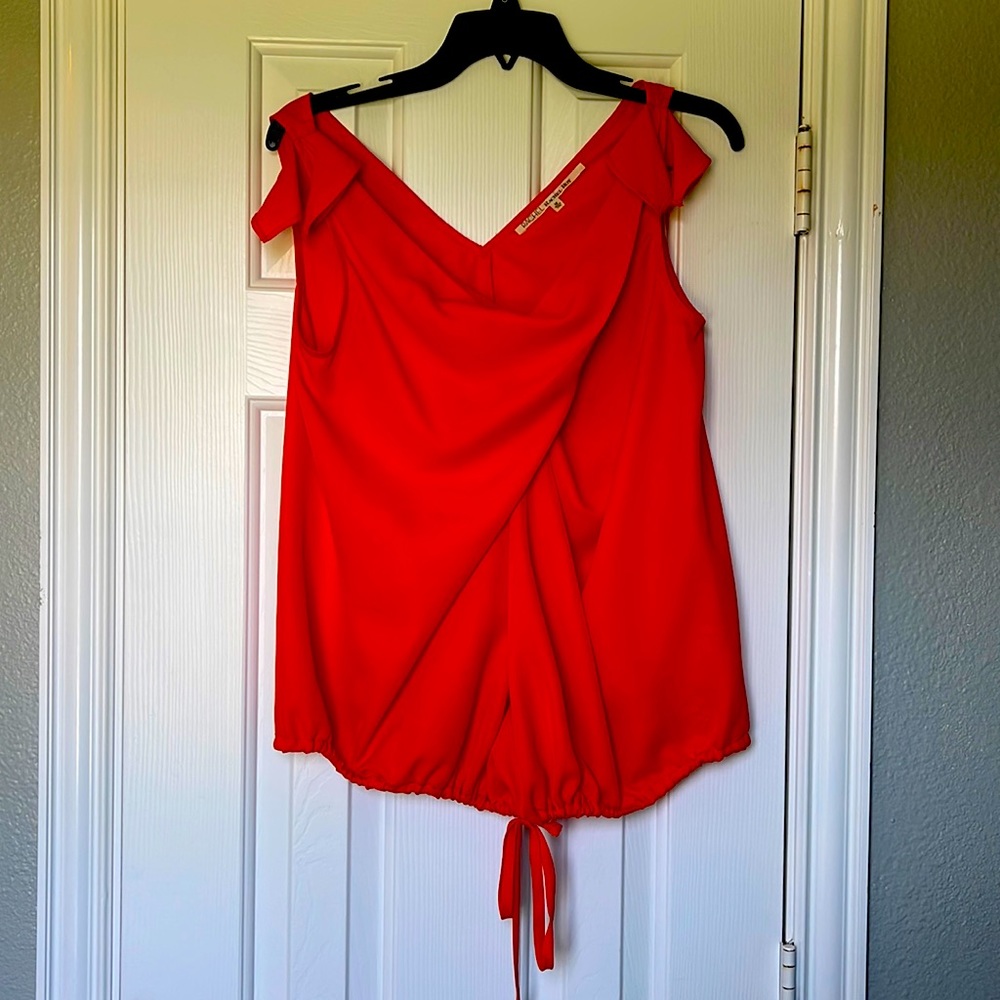 RACHEL Rachel Roy Red Sleeveless Drape Neck Top